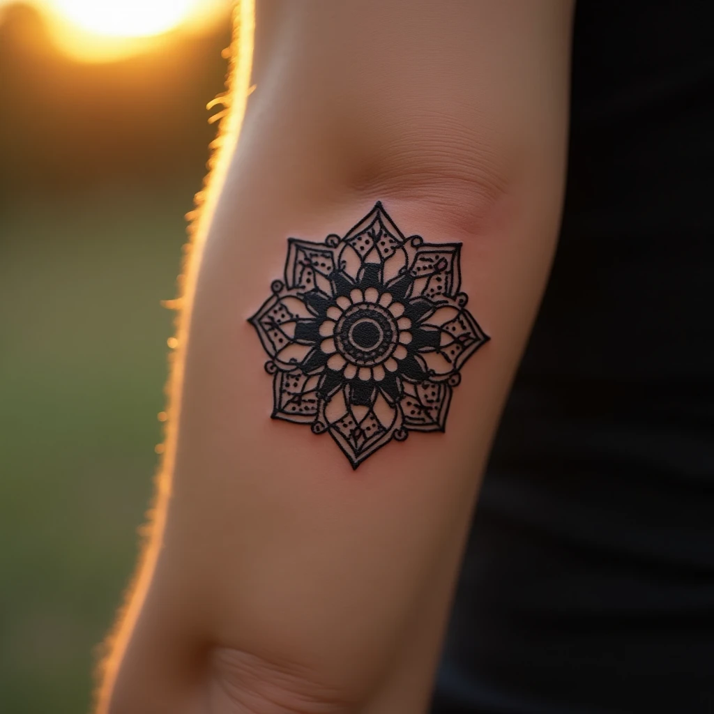 Tatouage mandala généré avec Tatua